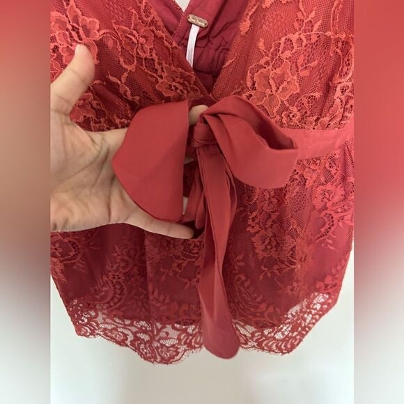 Free People Chante Lace Tank Frenchie Kiss Tie Front Blouse Top Trapeze - Picture 4 of 8